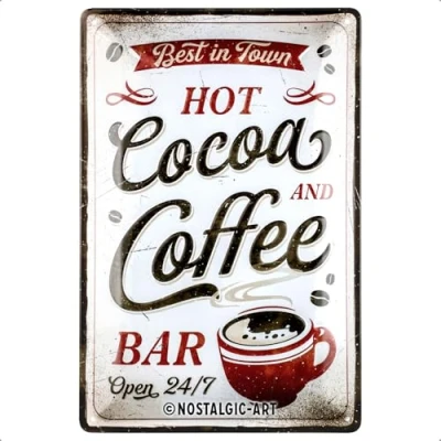 Abbildung von Nostalgic Art Retro Blechschild, 20 x 30 cm, Hot Cocoa &amp; Coffee Geschenk Idee für Kaffee Fans, aus Metall, Vintage Design mit Spruch