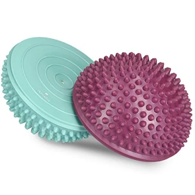 Abbildung von Navaris Balance Igel Fitness Halbkugel mit Noppen 2X Set Sport Kissen für Balancetraining Koordinationstraining versch. Farben