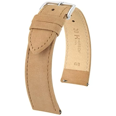 Abbildung von HIRSCH Uhren Armband Osiris Nubuk L Uhr Band aus naturbelassenem Kalbs Leder Beige 22 mm