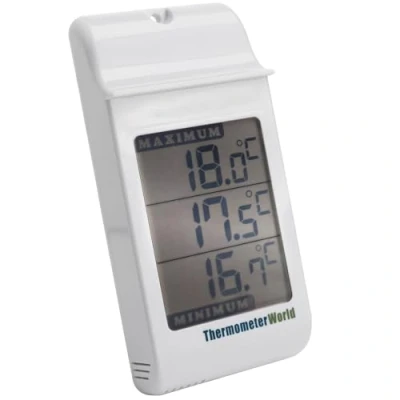 Abbildung von Digitales Max Min Gewächshaus Thermometer zur Überwachung von Höchst und Tiefsttemperaturen, Wandmontiertes Gewächshauszubehör für den Innen oder Außenbereich