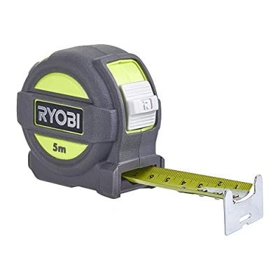 Abbildung von RYOBI Maßband RTM5M, flexibles mit einer Gesamtlänge von 5 m, Genauigkeitsklasse II, integrierter Gürtelclip