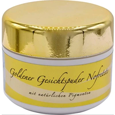Abbildung von chi enterprise Goldener Gesichtspuder Nofretete I Loser Puder mit natürlichen Pigmenten wie Kaolin, Mica, Eisenoxid, Seidenhydrolysat, Allantoin &amp; Blattgold Strahlender Teint 50 ml