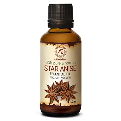 Abbildung von Ätherisches Öl Anis 50ml Naturreines Star Anise Illicium Verum Sternanis Samen für Aromatherapie Anisöl zur Raumbeduftung Duftkerzen und Seifen Dampfdestilliert