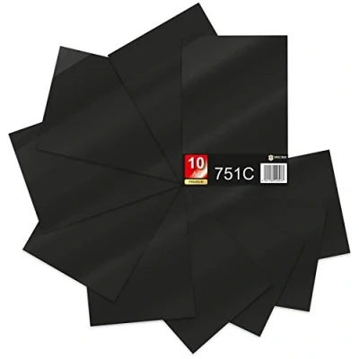 Abbildung von Finest Folia 10x Din A4 Bögen 29,7x21cm 751C Selbstklebende Plotterfolie Bastelfolie (070 Schwarz glanz, 10er Set)