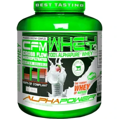 Abbildung von ALPHAPOWER FOOD CFM Whey Protein Pulver NEUTRAL 2kg ohne Süßungsmittel &amp; Zucker * I Molkenproteinpulver vorzugsweise aus Weidehaltung Eiweißpulver Geschmack für Müsli Shakes zum Backen