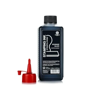 Abbildung von Octopus Fluids Stempelfarbe, Nachfüllfarbe zum Nachtränken von Stempelkissen und Stempelautomaten, 250ml schwarz ohne Öl