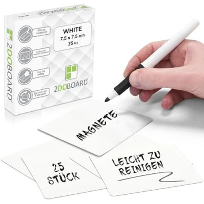 Abbildung von 2DOBOARD Beschreibbare Magnete 7,5 x cm Weiß 25 Stück Kanban Magnete, Scrum Magnetische Karten oder Magnetstreifen beschreibbar für Whiteboard und Kühlschrank (Weiß)