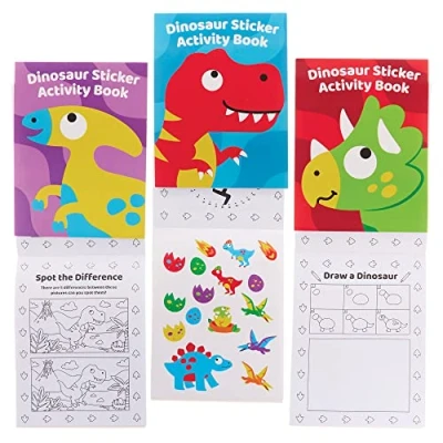 Abbildung von Baker Ross FX576 Dinosaurier Sticker Aktivitätsbücher 8er Packung, Bücher Partytütenfüller für Kinder
