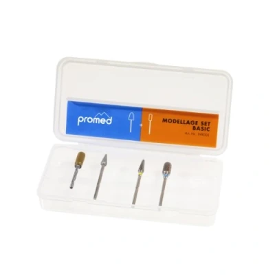 Abbildung von Promed Basic Schleifkörper Set, 4 für die Kunstnagelmodellage, Bitset, Nagelfräser Aufsätze, Zubehör Fräser, Schaftdurchmesser 2,332 bis 2,350 mm.