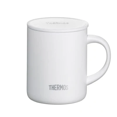 Abbildung von Thermos LONGLIFE CUP 0,35l, Edelstahlbecher mit auflegbarem Deckel oder Untersetzer, Kaffeebecher Edelstahl, Campingtasse, hält Getränke länger heiss kalt, spülmaschinenfest, BPA frei