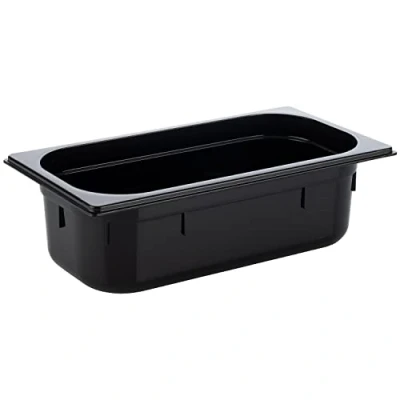 Abbildung von APS 82069 GN 1/3 Behälter, Gastronormbehälter aus Polycarbonat, Abmessungen 325 x 175 mm/Höhe 100 mm/Volumen 3,6 Liter, schwarz
