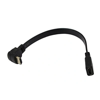 Abbildung von HDMI Verlängerungskabel, CERRXIAN 1FT Flaches dünnes Hochgeschwindigkeits Verlängerungskabel Eine Frau zu 90 Grad unten Winkel A männliches Kabel
