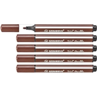 Abbildung von Gefederter Dreikant Filzstift STABILO Trio Scribbi 5er Pack braun