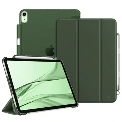Abbildung von Fintie Hülle für iPad Air 11 Zoll M2, 6 2024 Hülle, 5 2022/ 4 2020 10.9 mit Stifthalter, ultradünne leichte Schutzhülle Case transparenter Rückseite, Alpingrün