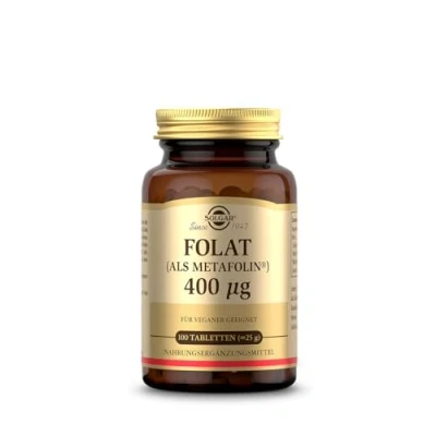Abbildung von SOLGAR® Folat (als Metafolin®) 400mcg, auch bekannt als Vitamin B9 Bei Kinderwunsch, Schwangerschaft &amp; Stillzeit und veganer Ernährung 100 vegane Tabletten