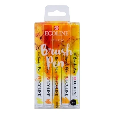 Abbildung von Ecoline Brush Pen Set mit 5 flüssigen Aquarellstiften Gelbtöne Mischbare Pinselstifte für Handlettering, Zeichnen und Basteln