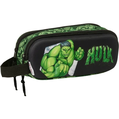 Abbildung von Safta Hulk 3D Doppelmäppchen für Kinder, ideal Kinder im Schulalter, bequem und vielseitig, Qualität Widerstandsfähigkeit, 21 x 6 8 cm, Schwarz/Grün, Estándar, Lässig