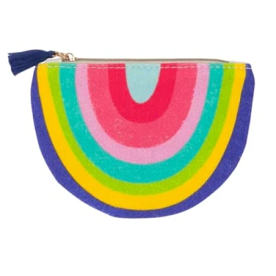 Abbildung von Draeger Paris Geldbörse mit Regenbogen Motiv, 100% Baumwolle, Reißverschluss und Bommel, 12 x 9,5 cm