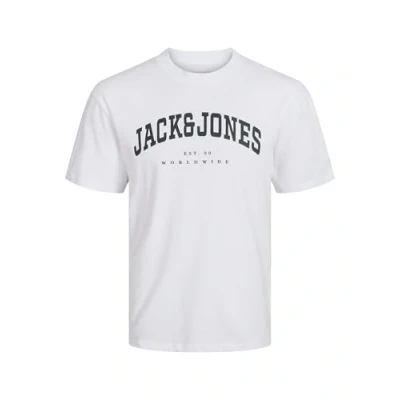 Abbildung von JACK&amp;JONES JUNIOR Jungen Jjecaleb Varsity Tee O Neck Sn Mni T Shirt, White/Fit:Loose, 122 EU