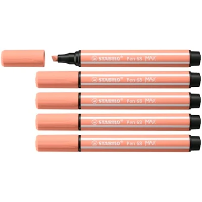 Abbildung von STABILO Premium Filzstift mit dicker Keilspitze Pen 68 MAX 5er Pack apricot