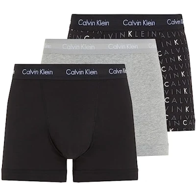 Abbildung von Calvin Klein Herren Boxershorts Trunks aus Baumwolle mit Stretch, Mehrfarbig (Black/Grey Heather/Subdued Logo), L
