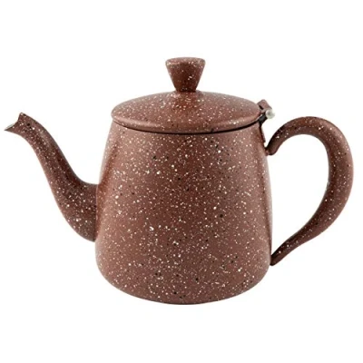 Abbildung von Café Olé PT 048RG Erstklassige Premium 48oz 1.35L Teekanne aus hochwertigem Edelstahl Rot Granit, Tropffreies Ausgieβen, Hohle Griffen &amp; Klappdeckel, 1.35 liters