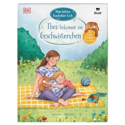 Abbildung von Mein liebstes Kuscheltier &amp; ich. Theo bekommt ein Geschwisterchen: mit Hase Bommel werde ich groß! Mutmach Geschichten Für Kindergartenkinder in Kooperation Steiff. Kinder ab 3 Jahren