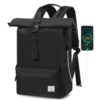 Abbildung von TAN.TOMI Rucksack Damen Groß &amp; Herren, Laptop Damen, Unisex Tagesrucksäcke Rolltop Wasserdicht, Reiserucksack Lässiger Backpack Schule Freizeit Uni Arbeit Wandern
