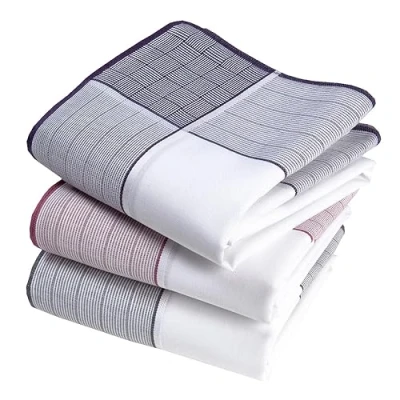 Abbildung von Taschentücher für Herren, Premium Stoff, 100 % gekämmte Baumwolle, 45 cm x cm, 3 Stück, Modell A29