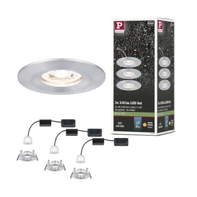 Abbildung von Paulmann 94305 Nova Mini LED Einbauleuchte Coin 3er Set rund starr 3x4W Deckeneinbaustrahler Alu gedreht Einbaulampe Aluminium Warmweiß 2700K, 12 W