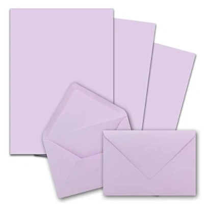 Abbildung von 25x Briefpapier Sets DIN A5 mit C6 Briefumschlägen Lila Nassklebung mattes Schreibpapier Kuverts FarbenFroh by GUSTAV NEUSER