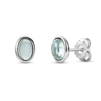 Abbildung von Orovi Schmuck Damen ovale Topas Ohrstecker mit Edelsteine/Geburtssteine natürliche Himmelblaue Topase Zeitlose klassische Ohrringe aus 925 Sterling Silber