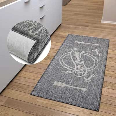 Abbildung von Hanse Home Salt &amp; Pepper Küchenteppich Küchenläufer Läufer Teppich mit Schriftzug, rutschfest Pflegeleicht Robust, ÖKO TEX Teppichläufer für Küche, Flur, Esszimmer Creme Grau, 62x150cm