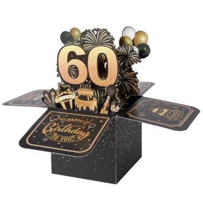 Abbildung von BOFUNX Geburtstag Karte zum 60. Pop up 3D Happy Birthday Grußkarte Geburtstagskarte Kreative Geburtstagsgeschenk für Familie und Freunden