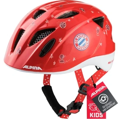 Abbildung von Alpina Kinder Fahrradhelm Leichter, Sicherer &amp; Bruchfester FC Bayern mit Optionalen LED Licht, FCB Gloss, 49 54 cm