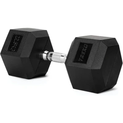 Abbildung von TREXO Hexagon Hanteln 22,5 kg Hex Kurzhanteln mit Durable Gummierte Gusseisen für Krafttraining Ergonomischen Verchromte Griff Gewichte Training Zuhause Hantel Männer un Frauen