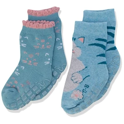 Abbildung von Sterntaler Baby Mädchen ABS Söckchen DP Katze Hausschuh Socken, Türkis Mel, 18