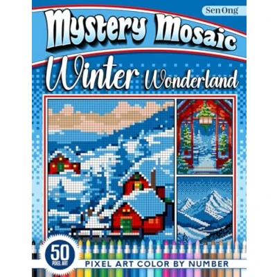 Abbildung von Winter Wonderland Mystery Mosaics Color by Number: 50 Pixel Art Scenes of Snowy Landscapes