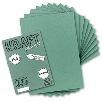 Abbildung von 50 Blatt Vintage Kraftpapier in Eukalyptus Grün DIN A4 120g Grünes Recycling Papier, komplett ökologischer Brief Bogen Briefpapier UmWelt by GUSTAV NEUSER