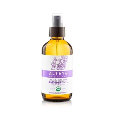 Abbildung von Alteya Bio Lavendelwasser Spray in Glasflasche 240ml 100% USDA zertifiziert Authentisch Rein natürlich Blütenwasser, Direktverkauf vom Lavendelanbauer Organics