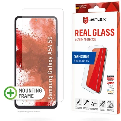 Abbildung von Samsung Galaxy A54 (5G) Panzerglas Displex Real Glass 2D Bildschirmschutzfolie für das