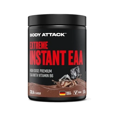 Abbildung von Body Attack INSTANT EAA PULVER Cola 500g Made in Germany 8 essentielle Aminosäuren für eine Protein reiche Ernährung &amp; Muskelaufbau Training
