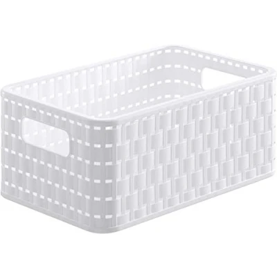Abbildung von Rotho Country Aufbewahrungskiste 6l in Rattan Optik, Kunststoff (PP) BPA frei, weiss, A5/6l (28.0 x 18.5 12.6 cm)