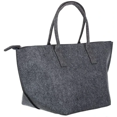 Abbildung von Brandsseller Filztasche Einkaufstasche aus Filz Shoppingbag Freizeittasche mit Reißverschluss ca. 54 x 30 26,5 cm Hellgrau