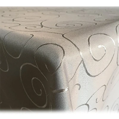 Abbildung von JEMIDI Tischdecke Ornamente Seidenglanz Edel Tisch Decke Tafeldecke 31 Größen und 7 Farben Hellgrau 110x160