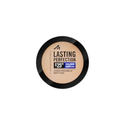 Abbildung von Manhattan Lasting Perfection Compact Make up, Puder up mit hoher Deckkraft für ein natürliches, mattes Finish, Fb. 003 Sesame, 7 g