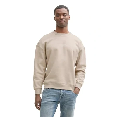 Abbildung von TOM Tailor Denim Relaxed Printed CREW NECK Sweatshirt, Herren, Größe: XS, Light dove grey