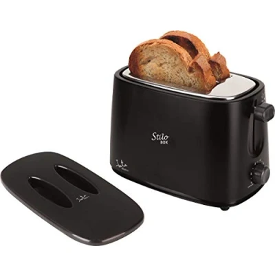 Abbildung von Jata TT631 Schwarzer Toaster mit Schutzkappe und zwei extra breiten Schlitzen, elektronischem Roastschalter, 6 Positionen, Körper kalt, Krümelauffang, Schwarz