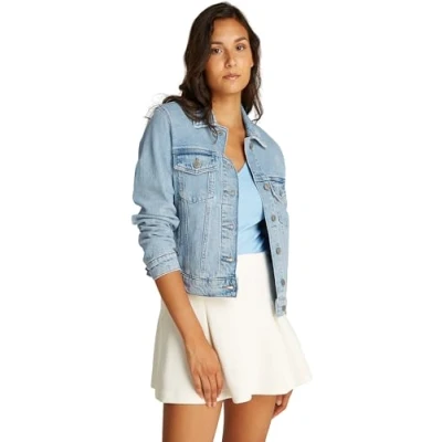 Abbildung von Tommy Jeans Classic Trucker Jeansjacke, Damen, Größe: Small, Denim light