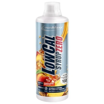 Abbildung von IronMaxx LowCal Syrup Zero Pfirsich Eistee 1000ml zuckerfreies Getränkesirup 1:100 ergibt 100l Getränkemischung Getränkekonzentrat mit 22mg L Carnitin und 19mg Magnesium pro Portion